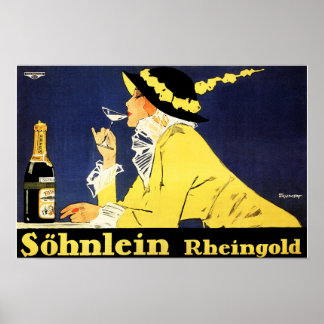 Poster SOHNLEIN RHEINGOLD Champagne allemand par Fritz Ru