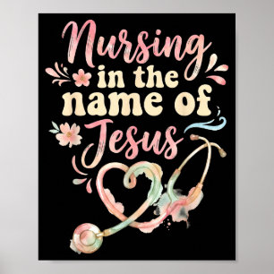Poster Soins au nom de Jésus infirmière chrétienne Infirm