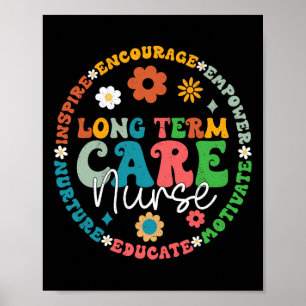 Poster Soins de longue durée Infirmière Cute Retro Ltc Ap
