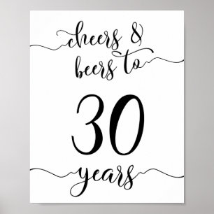 Poster Soins et bières à 30 ans signe d'anniversaire