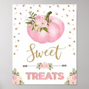 Poster Soins sucrés Citrouille Anniversaire Baby shower F