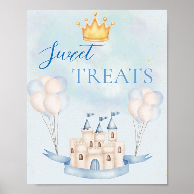 Poster Soins sucrés FairyTale Castle Crown Balloon Party (Devant)