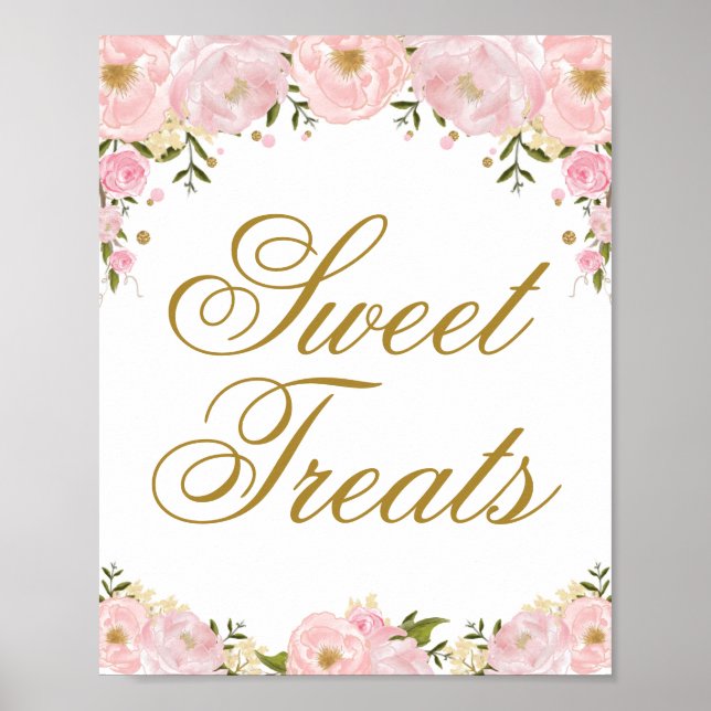 Poster Soins sucrés Wedding shower Floral Décor d'anniver (Devant)