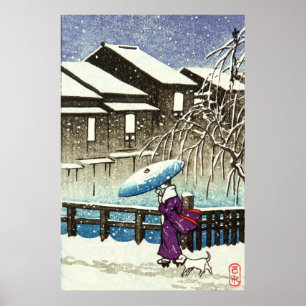 Poster Soir enneigé Kawase Hasui années 1930