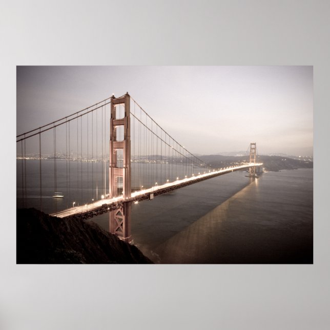 Poster Soirée au Golden Gate Bridge imprimer (Devant)