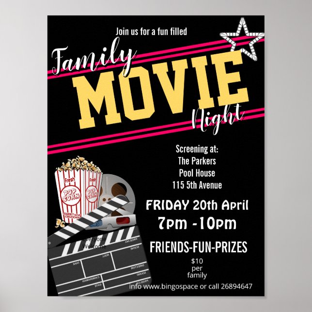 Poster Soirée cinéma familiale, soirée cinéma PTA événeme (Devant)