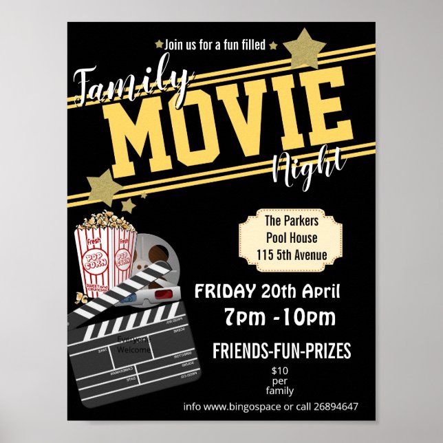 Poster Soirée cinéma familiale, soirée cinéma PTA événeme (Devant)