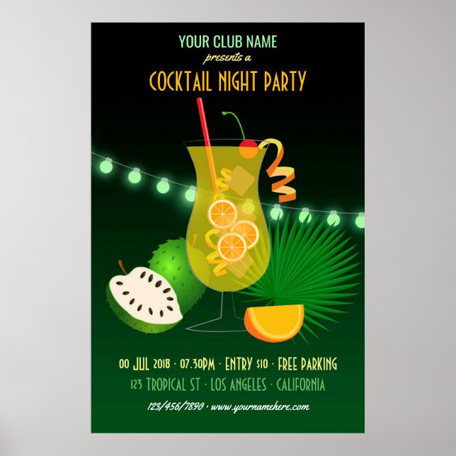 Poster Soirée Cocktail de Club/Entreprise (Devant)