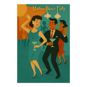 Poster Soirée Dansante Martini du Milieu du Siècle