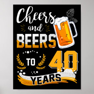 Poster Soirée de 40e Anniversaire Salue Et Bières À 40 An