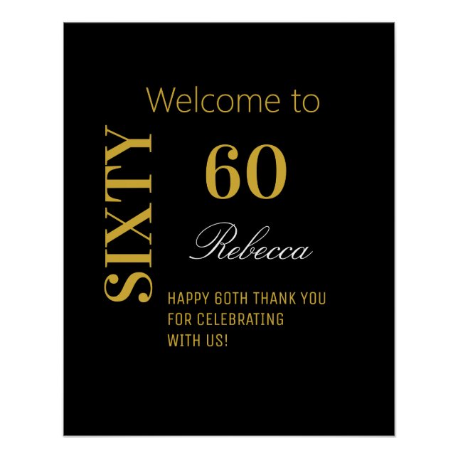 Poster Soirée de 60e anniversaire Black & Gold (Devant)