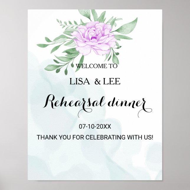 Poster Soirée de répétition d'Eucalyptus Rose violet (Devant)