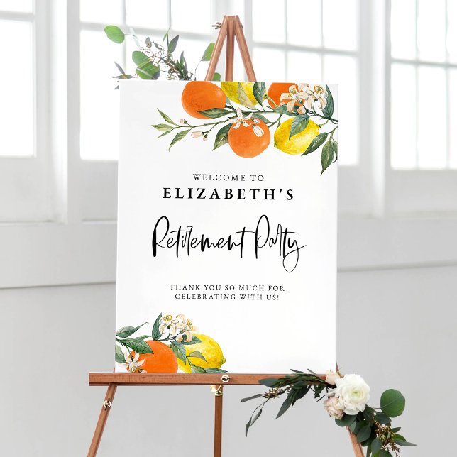 Poster Soirée de retraite d'été d'orange botanique et de  (Créateur téléchargé)