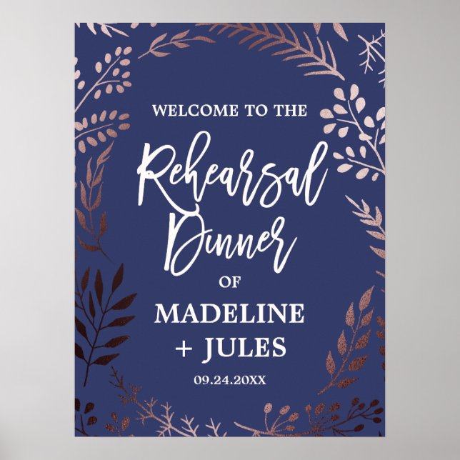 Poster Soirée d'or et de répétition de la marine Rose (Devant)