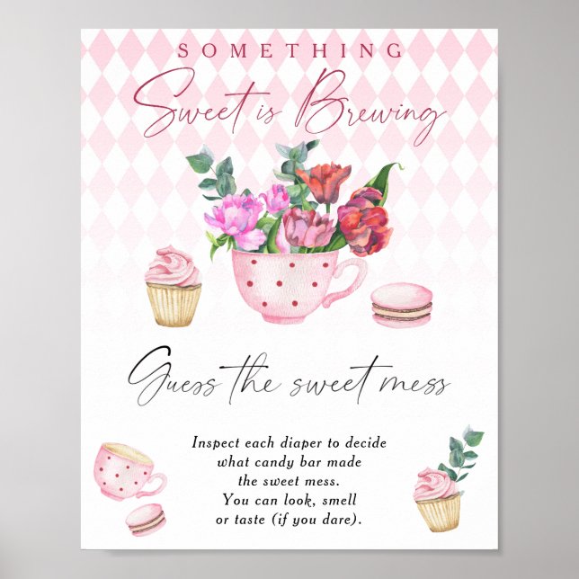 Poster Soirée du thé - devinez le gâteau sucré (Devant)