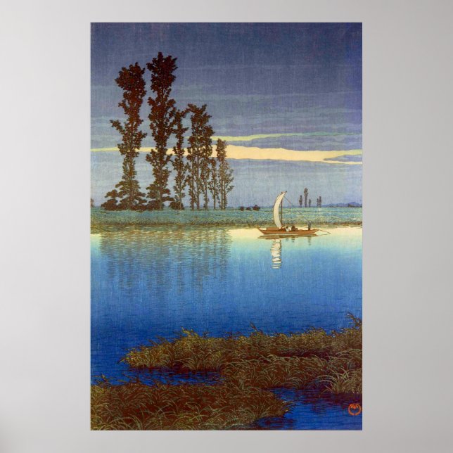 Poster Soirée d'Ushibori Kawase Hasui 1930 (Devant)