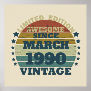 Poster Soirée personnalisée vintage de 35 ans