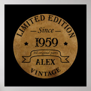 Poster Soirée personnalisée vintage de 65e anniversaire