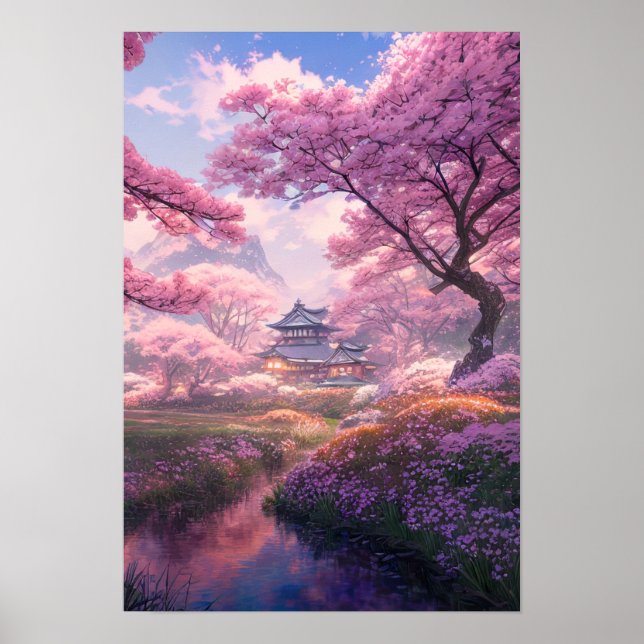 Poster Soirée Printemps Fleur Cerise (Devant)