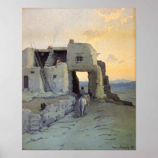 Poster Soirée, Pueblo de Walpi par Marion Kavagh Wachtel (Devant)