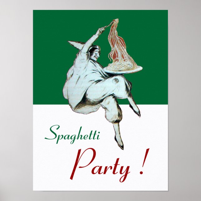 Poster SOIRÉE SPAGHETTIS, CUISINE ITALIENNE, rouge vert b (Devant)