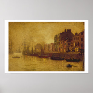 Poster Soirée, Whitby Harbour, 1893 (huile à bord)