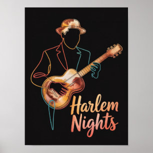 Poster Soirées de Harlem Ligne d'art de guitare