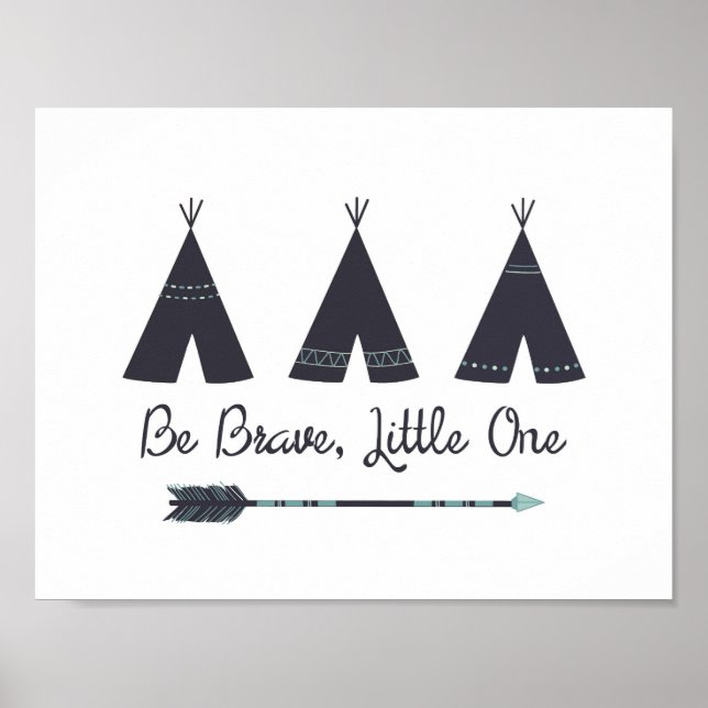 Poster Sois Brave, Petit Enfant Art de Nursery (Devant)