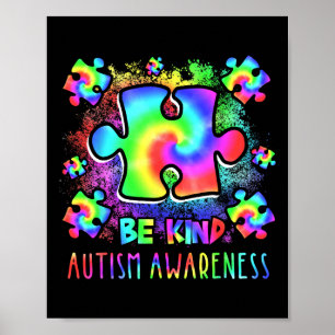 Poster Sois Gentil Pièces de Puzzle Tie Dye Mois de la Se