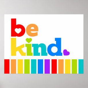 Poster Sois gentil rainbow strips slogan positif