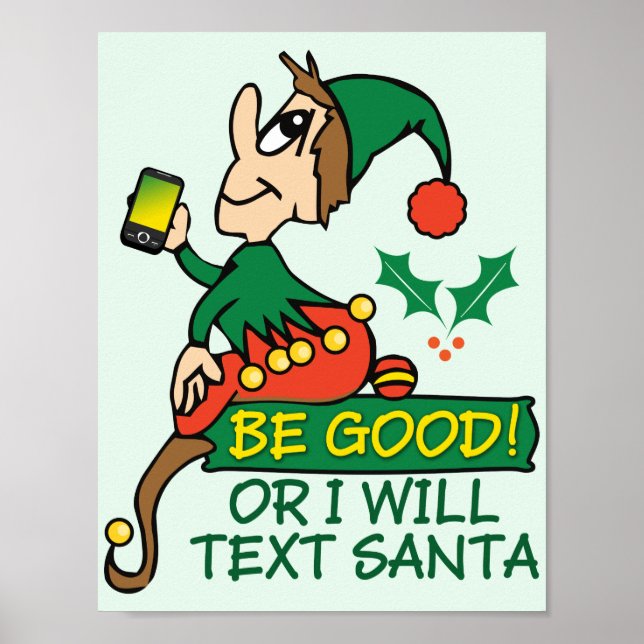 Poster Sois sage dit l'elfe de Noël (Devant)