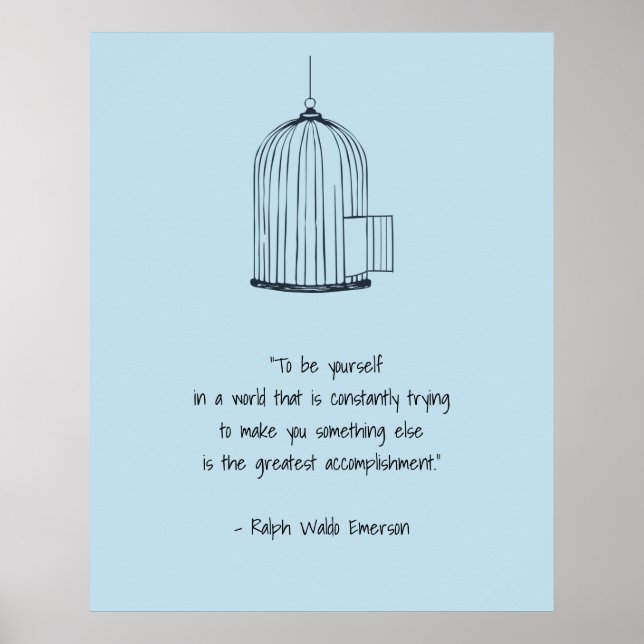 Poster Sois toi-même Emerson Citation Birdcage (Devant)