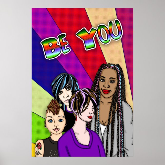 Poster Sois toi | Pop Art | Main Glissée Diverses Personn (Devant)