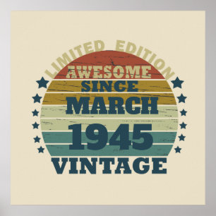 Poster Soixante-dix vintages fête du 80e anniversaire