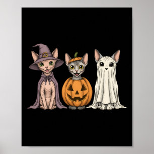 Poster Soky Ghost Sphynx Amoureux des chats Citrouille Ha
