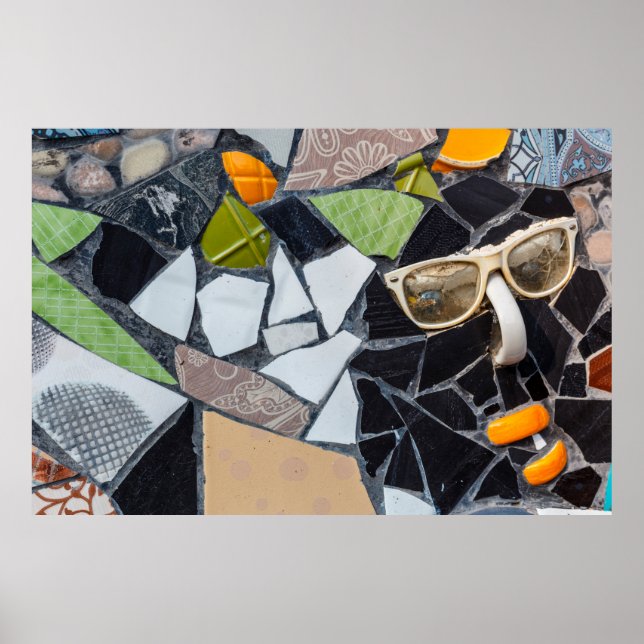 Poster Sol ou mur en mosaïque de céramique colorée. Créat (Devant)