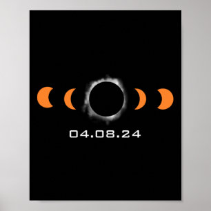 Poster Solaire Total Sun Eclipse 8 Avril 2024 Chemin D'Ac