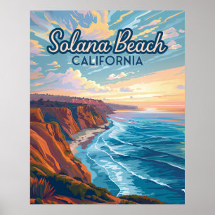 Poster Solana Beach Californie San Diego Vintage
