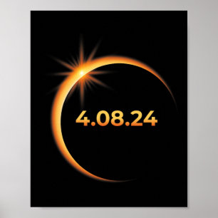 Poster Solar Eclipse 2024 Amérique Totalité 04 08 24 Spri