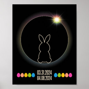 Poster Solar Eclipse 2024 Amusants Lapin de Pâques OEufs 