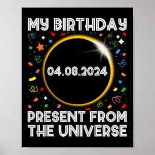 Poster Solar Eclipse 2024 Anniversaire présent 4.8.24 Tot