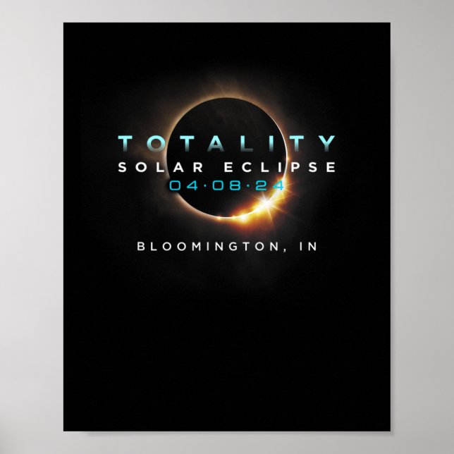 Poster Solar Eclipse 2024 Bloomington Au total 04-08-2 (Devant)