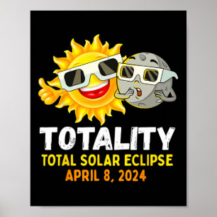Poster Solar Eclipse 2024 Gles Funny Sun Moon Garçons