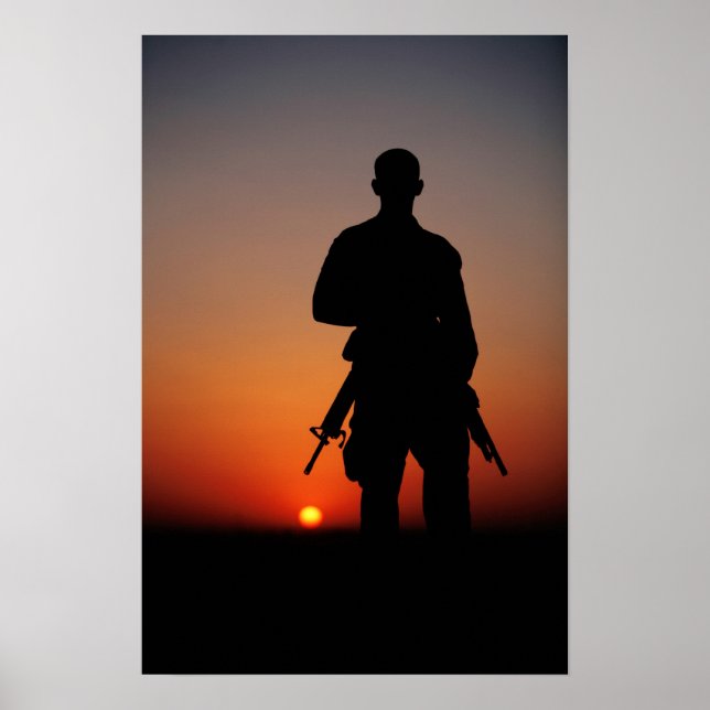 Poster Soldat au coucher du soleil (Devant)