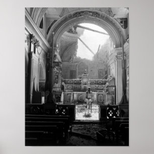 Poster Soldat Dans Bombed Out Church - Italie - 1944