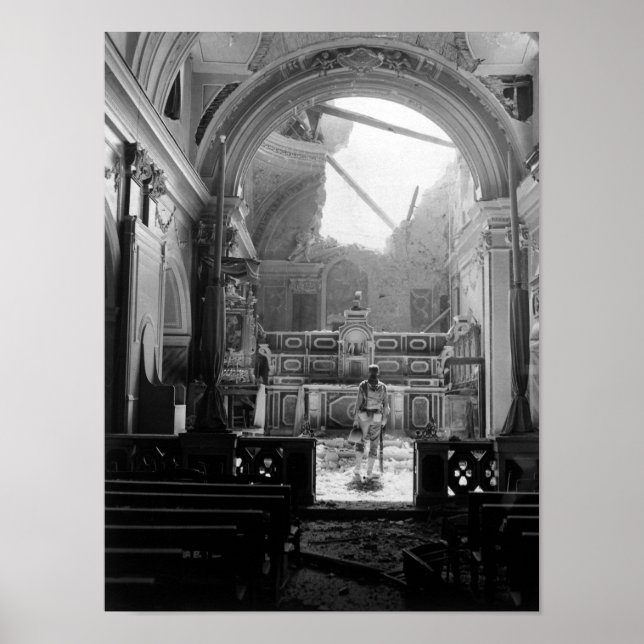 Poster Soldat Dans Bombed Out Church - Italie - 1944 (Devant)