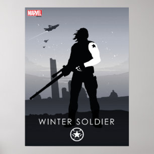 Poster Soldat de l'Hiver Silhouette Héroïque