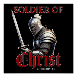 Poster Soldat du Christ 2 Timothée 2:3 Bible chrétienne