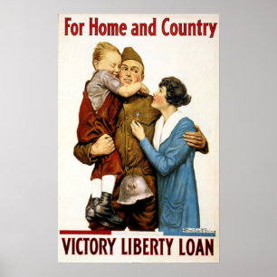 Poster Soldat patriotique vintage pour l'emprunt de la li