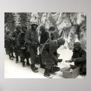 Poster Soldats américains 2ème guerre mondiale en Belgiqu